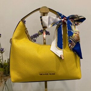 Michael Kors Ember Pebbled Leather Shoulder Bag Daisy Yellow